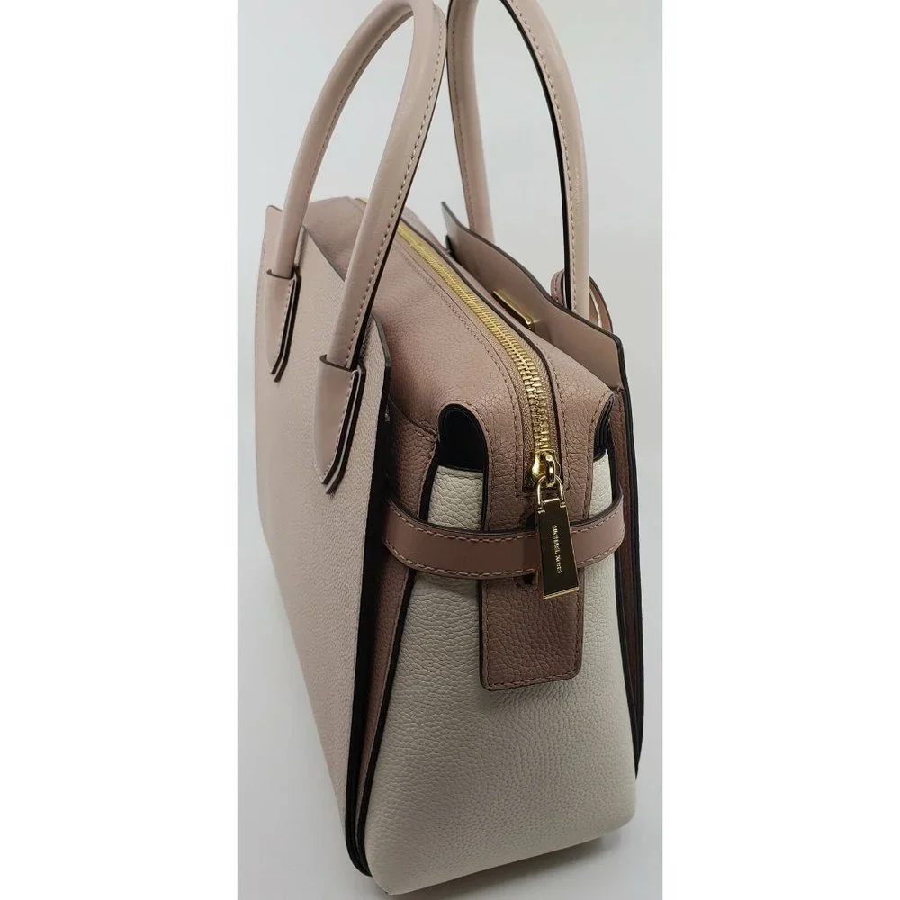 New Michael Kors Mercer Medium Tri-Color Pebbled Leather Belted Satchel $358.00 - Picture 5 of 7